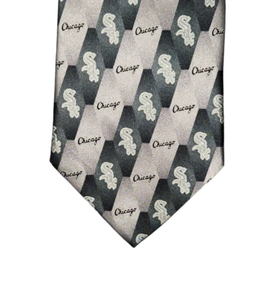 Corbata Chicago White Sox Eagles Wings para hombre gris plateado negro seda logotipo Foto 1 de 4