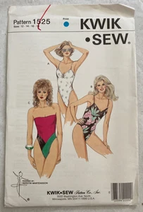 Vintage Kwik Sew 1525 Swimsuit Bathing Suit Sewing Pattern Sz 12-18 Uncut - Picture 1 of 2