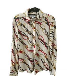Other Stories Silk Blouse Shirt Rope Belt Print 100% Silk 32 Uk8 - Picture 1 of 4