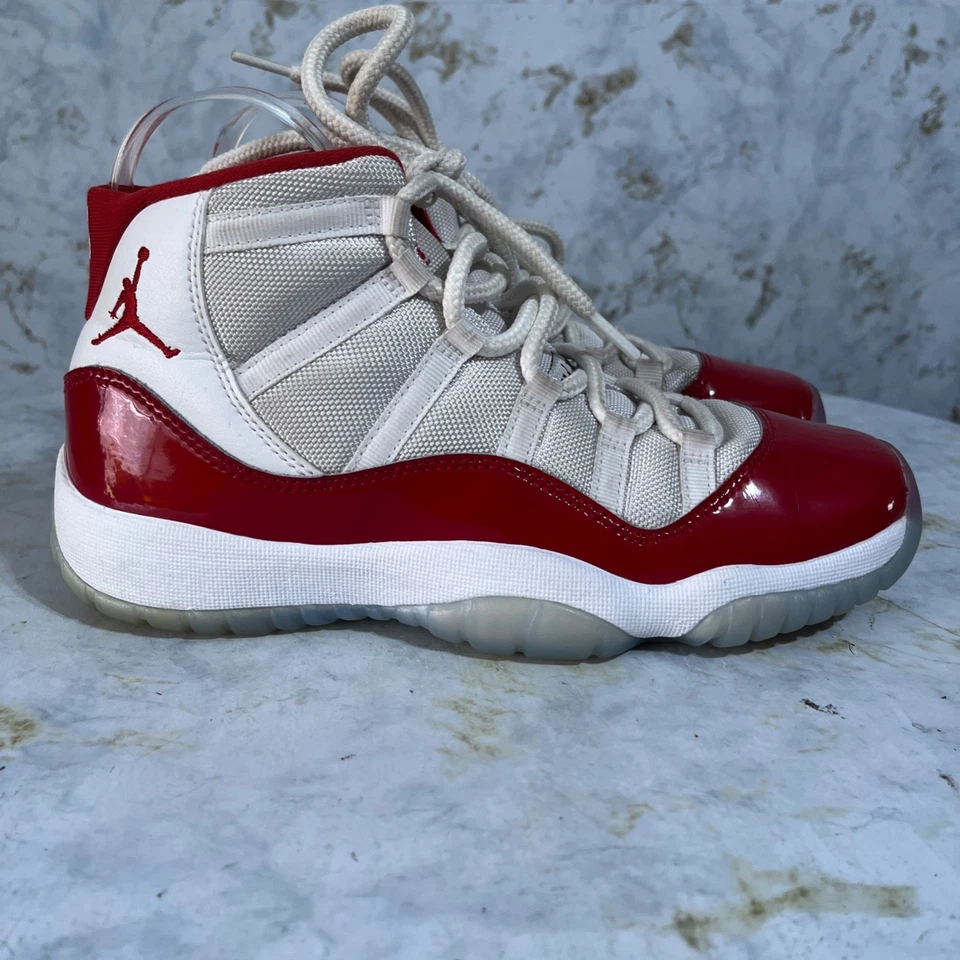 Jordan 11 Retro Cherry Youth Kids Size 6Y Shoes White Red Athletic Mid Sneakers - Image 1 of 4