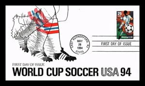 US COVER WORLD CUP SOCCER 29C FIRST DAY ISSUE BILL LARY LIMITED EDITION 8 OF 50 - Picture 1 of 2