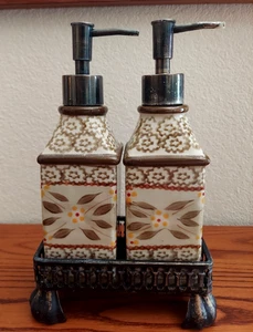Temp-tations Old World Soap And Lotion Dispensers With Holder In Brown - Picture 1 of 9