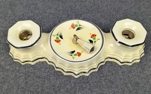 Restored PORCELIER Porcelain Ceiling Light Fixture, Pale Yellow Background, Deco - Picture 1 of 9