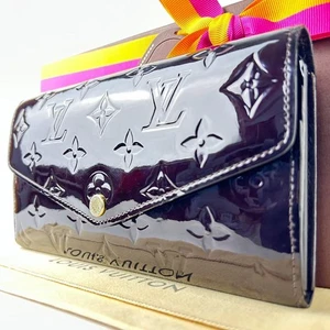 Authentic Louis Vuitton Long Wallet Black Purple Monogram Vernis M90152 - Picture 1 of 10