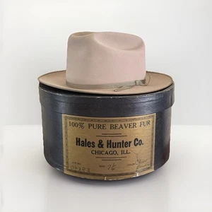 1960s Vtg Clear 100x Beaver Pure One Hundred 7 1/4 Western Dress Hat 100 60s BOX - Picture 1 of 24