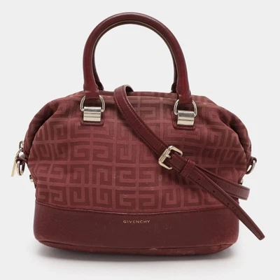 Cartera Givenchy de lona y cuero borgoña Foto 1 de 4