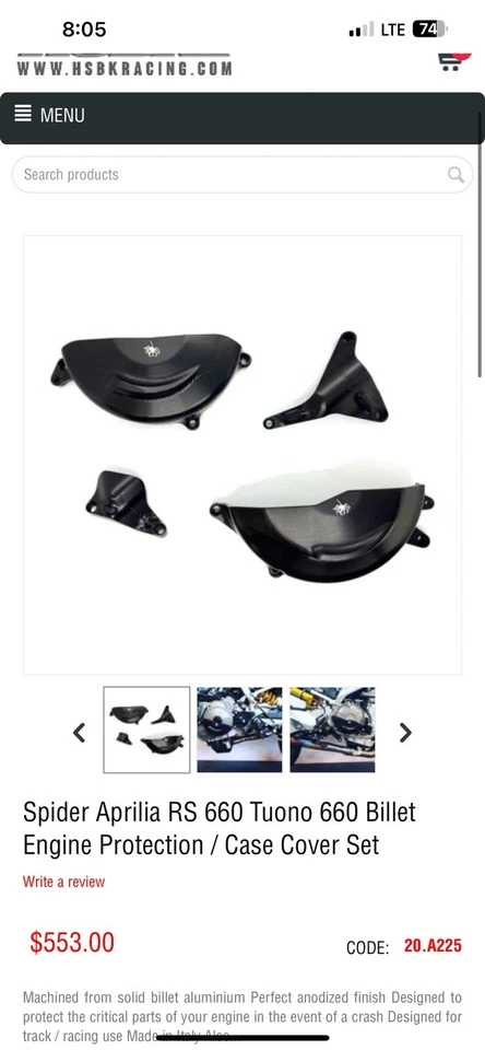 NUEVO - Spider Aprilia RS 660 Tuono 660 Billet Motor Protección / Juego de Funda Foto 1 de 3