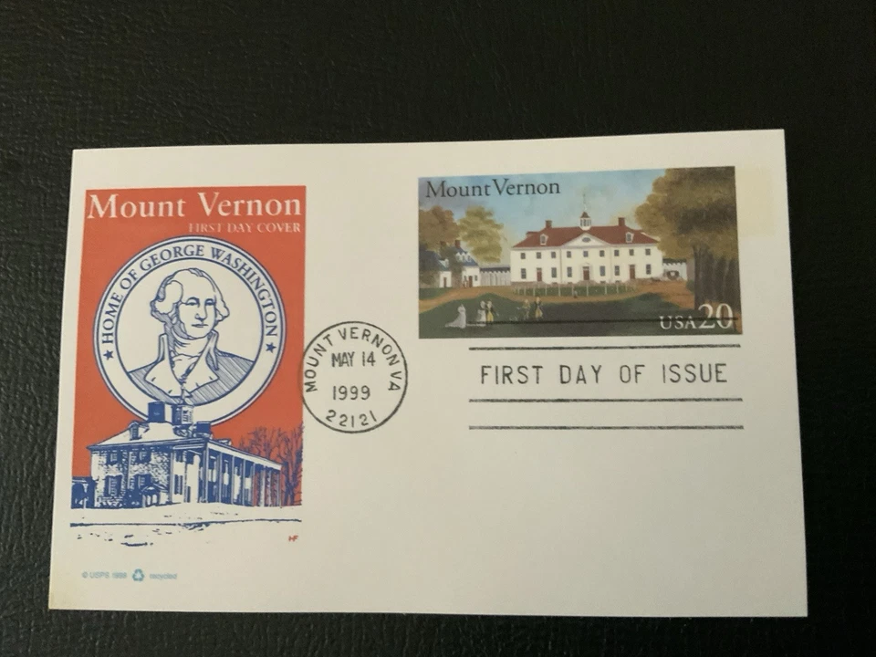 1999 #UX305 20c Mount Vernon Postcard - House Of Farnam FDC - Image 1 of 1