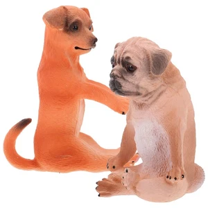Lot de 2 figurines pour animaux de compagnie chien modèle jouets enfants mini ornement de table - Photo 1/12