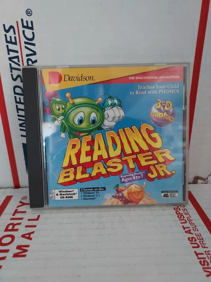 Vtg Reading Blaster Jr CD-ROM Phonics 1996 Davidson Age 4-7 Win Mac - #162h - Image 1 of 2