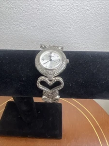 Vintage Brighton Silver-Tone Heart Linked Watch Lido Island New Battery Working - Picture 1 of 10