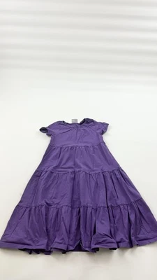 Vestido Hanna Andersson Niñas 10 Púrpura Línea A Hasta la Rodilla Algodón Tejido en Niveles Foto 1 de 4