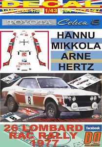 DECAL TOYOTA CELICA RA21 H.MIKKOLA RAC R. 1977 2nd (08) - Picture 1 of 1