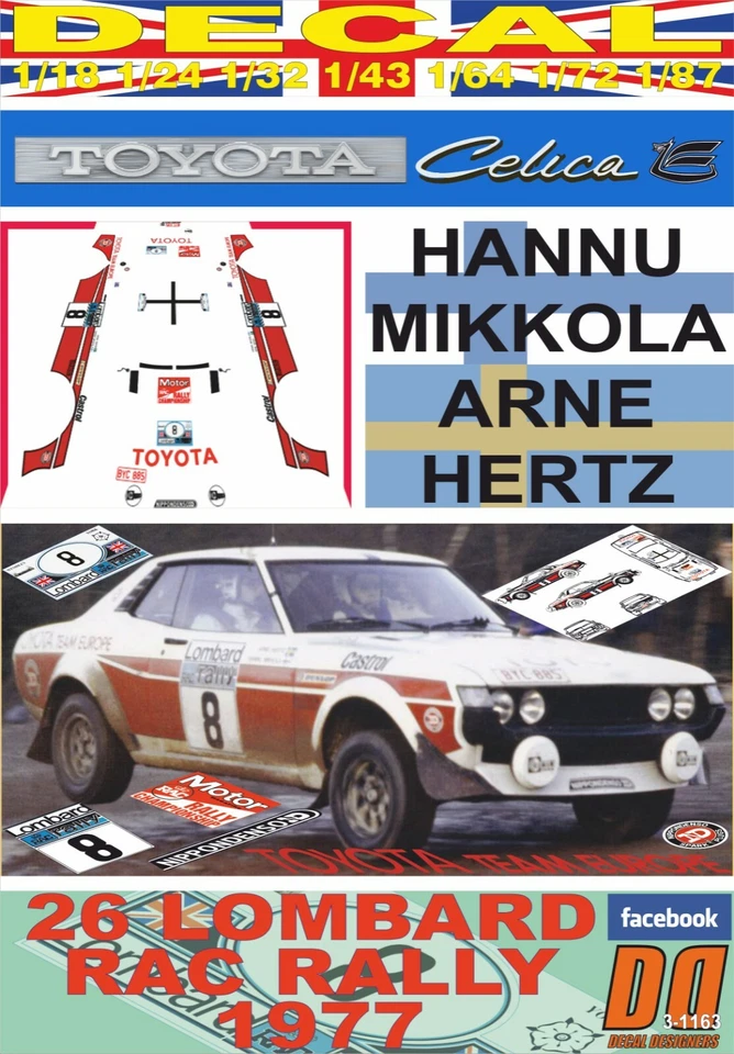 DECAL TOYOTA CELICA RA21 H.MIKKOLA RAC R. 1977 2nd (08) - Image 1 of 1