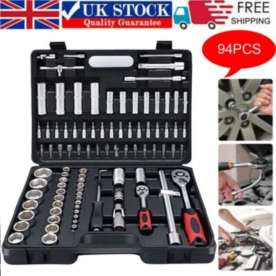 94pcs Drive Socket Set 1/2 1/4”Ratchet Screwdriver Bits Tool Kit Spanner Handle - Image 1 of 4