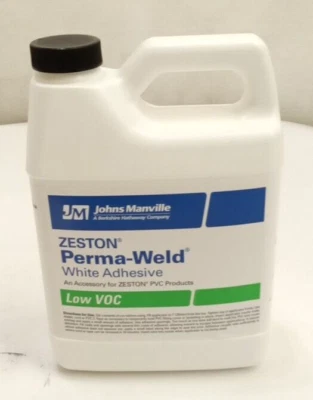 Johns Manville Zeston Perma-Weld White PVC Adhesive Low Voc 1 Quart