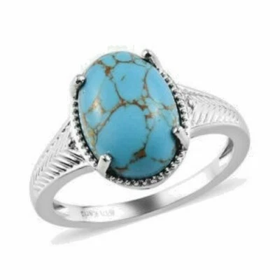 Karis Blue Mohave TURQUOISE 戒指 5.90 克拉 8 码全新带盒 — 第 1/4 张图片