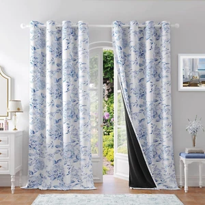Floral 100% Blackout Curtains 84 Inches Long 2 Panels for Bedroom Living Room Na - Picture 1 of 9