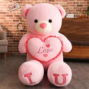 Giant Teddy Bear Stuffed Soft Huge Plush Toy I LOVE YOU - Valentine Gift For Her - Picture 1 of 7