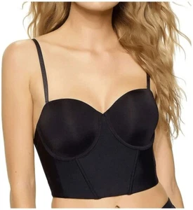 Felina BLACK Body Veil Low Back Strapless Longline Bra, US 38G Style 380104 - Picture 1 of 4