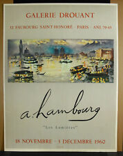 Affiche originale exposition André HAMBOURG 1960 Galerie Drouant Mourlot 69 cm