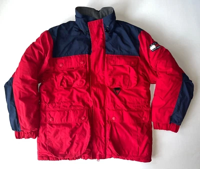 Abrigo Chaqueta Abrigo Rojo Tommy Hilfiger Para Hombres Hinchado Talla L/XL (Etiquetado Mediano) Foto 1 de 4