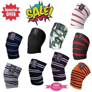 ARD Weight Lifting Knee Wraps 74" Powerlifting Gym Support Straps Training Gear - Picture 1 of 10