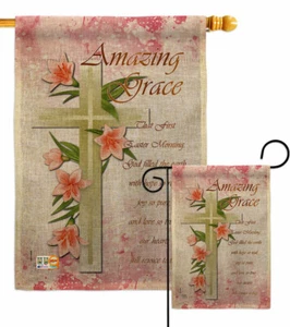 Amazing Grace Burlap Garden Flag Religious Bible Verses Decorative Yard Banner - Picture 1 of 19