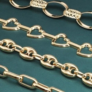 14K Real Solid Yellow Gold Puff Mariner Paperclip Heart Link Chain Bracelet 7.5" - Picture 1 of 12