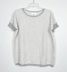 Allude Pointelle Strickpullover Kaschmirmischung Kurzarm Damen Gr. M - Bild 1 von 6