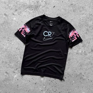 Nike CR7 Cristiano Ronaldo Boys Black SS Jersey Sport Tee Swoosh 147/158 cm - Picture 1 of 5