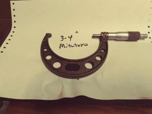 3 to 4" Mitutoyo Micrometer .0001" Mic Used one tenth Mic  - Picture 1 of 1