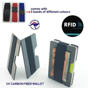Carbon Fibre RFID protected Slim Card Wallet Money Clip Card Holder Minimalist - Picture 1 of 44