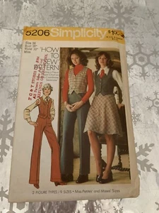 ❤️Vintage Simplicity 70s Sewing Pattern 5206 Bias Skirt, Vest, Pants Size 16 - Picture 1 of 4