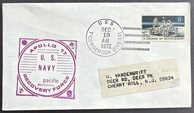 Apollo 17 US Navy Recovery Force Pacific Cover USS Ticonderoga CVS-14  1972 - Image 1 of 2