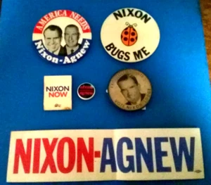(pgasteelers1)  Nixon - Agnew Collection  1968 buttons\+  Watergate  &  Ephemera - Picture 1 of 8