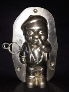 N°538- ANCIENS MOULES A CHOCOLAT/PETIT GARCON 11 CM 2 PARTIES chocolate mold- - Foto 1 di 4