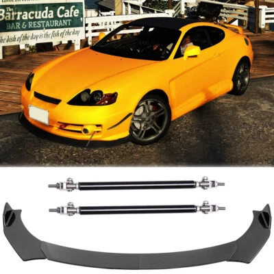 Carbon Front Bumper Lip Spoiler Splitter +Strut Rods For Hyundai Tiburon 2001-09 - image 1 of 4