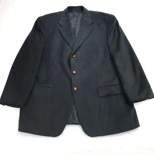 Vintage Chaps Ralph Lauren Blazer Mens 48R Black Faux Suede Ornate Buttons - Picture 1 of 11
