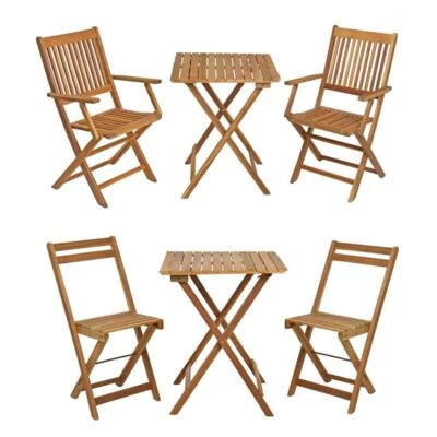 Balkonmöbel Klapptisch Klappstühle Gartenmöbel Set Akazie Holz Möbel Balkonset - Bild 1 von 4