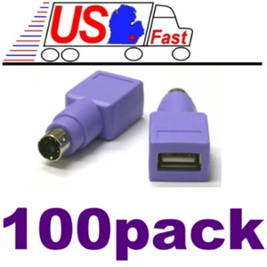 Lot100x/pk USB A Female Jack~PS2 6pin Mini DIN Male Plug Keyboard Adapter{PURPLE - Picture 1 of 1