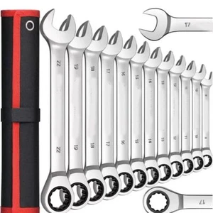 12/14PCS 72-Tooth Sidchrome Ring & Open End Metric Spanner Set 8-24mm Roll-up AU - Picture 1 of 12