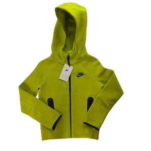 Nike Tech Fleece Full Zip Hoodie Lightweight Jacket Neon Green Kids S NWT $105 - Picture 1 of 6