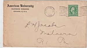 1916 Chicago ILL crnr advt American University Manierre Building Chicago (J294) - Bild 1 von 2