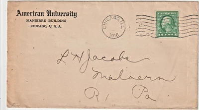 1916 Chicago ILL crnr advt American University Manierre Building Chicago (J294) - Image 1 of 2