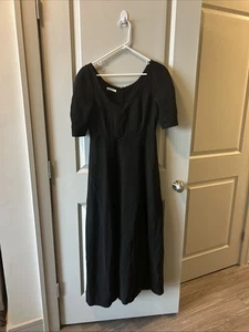 NWOT CO Viscose blend scoop neck shrot sleeves midi dress Black- size Xs - Picture 1 of 5