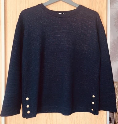REISS size M 14 16 navy blue copper sparkle ribbed Christmas party jumper top - Image 1 of 4