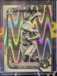 Jacob Misiorowski - 2022 Bowman Draft Chrome #BDC-132 Black & White RayWave Ref - Picture 1 of 2