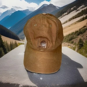 Carhartt Herren Baumwolle Canvas Leder Logo Hut Braun Verstellbar Jagd Baumeister - Bild 1 von 24