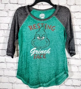 Camisa Dr. Seuss Holiday "Resting Grinch Face" Mujer Talla S Verde Navidad - Imagen 1 de 8